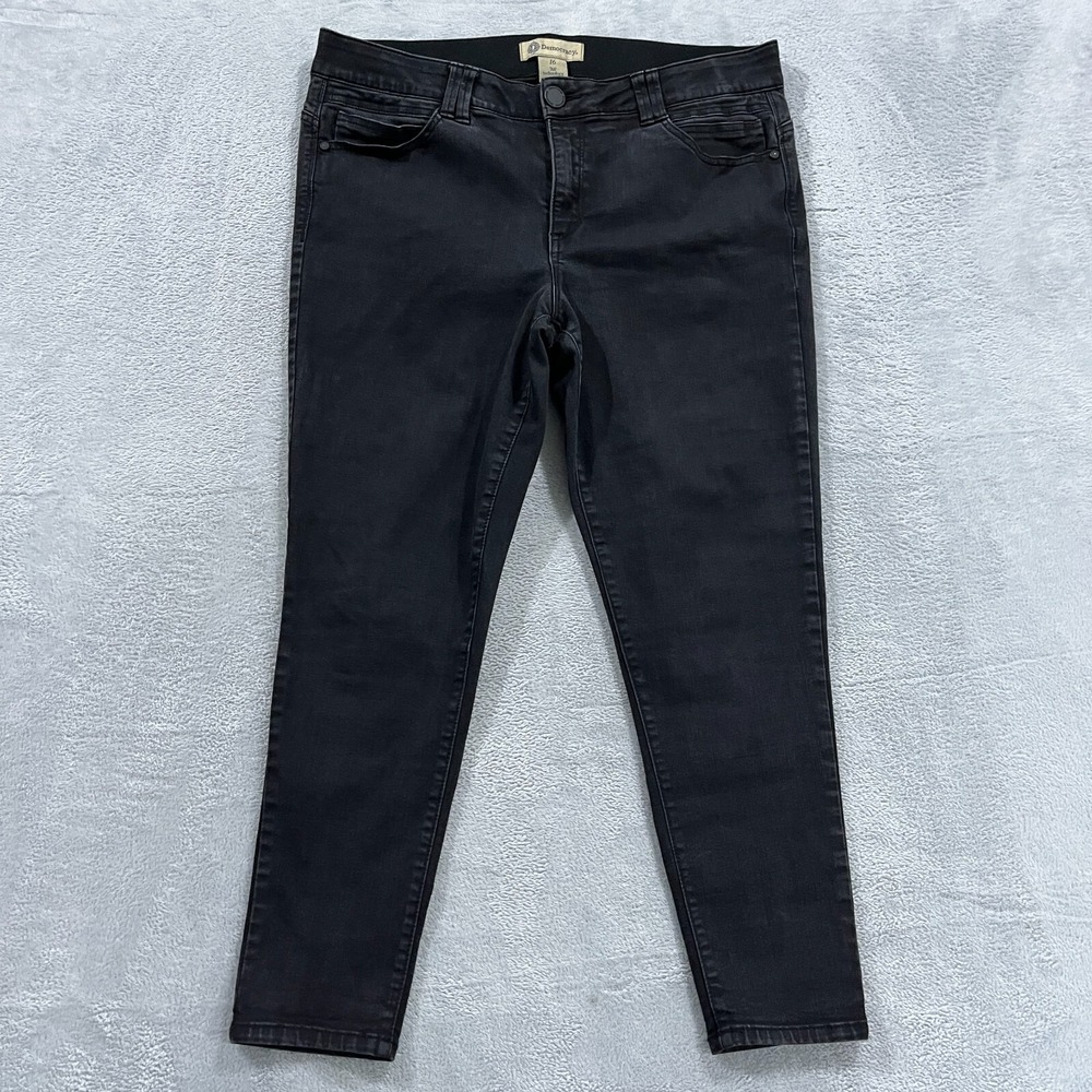 Democracy Ab Technology Jeans Women 16 Black Stretch Mid-Rise Skinny Leg Grunge